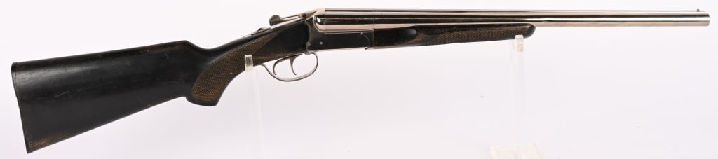 STOEGER IGA GAUCHA COACHGUN 20 GAUGE SXS: SERIAL NUMBER: 412224. BARRELS: 20 GA. CHOKE: MOD (LEFT), CYL (RIGHT), CHAMBER: 3". LOP: 14 1/2". Manufactured in Brazil by IGA for import by Stoeger Arms. 20 ga, double barrel with tang safety,