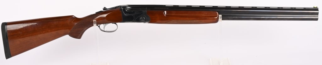 ITHACA SKB MODEL 500 OVER UNDER 20 GA. SHOTGUN: SERIAL NUMBER: CF522664. BARRELS: 26". GAUGE: 12 GA. CHOKE: MOD (TOP), ICYL (BOTTOM). LOP: 14". DAC: 1 1/2" DAH: 2 3/4". MANUFACTURED: circa MID 1970s. Made in Japan. Features blue finish, vent rib, e