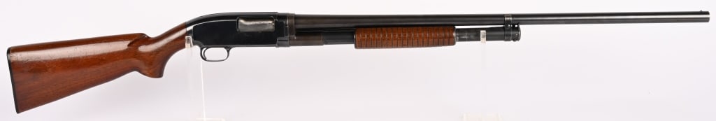 1940 WINCHESTER MODEL 12 SLIDE ACTION SHOTGUN: SERIAL NUMBER: 863245. BARREL: 30". GAUGE: 12 GA. CHOKE: FULL. CHAMBER: 2 3/4". LOP: 14 1/4". MANUFACTURED: 1940. The Winchester Model 12 in 12 gauge is a slide-action shotgun known for its reliabilit
