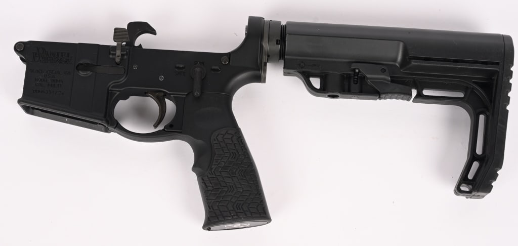 DANIEL DEFENSE MODEL DDM4 COMPLETE AR15 RECEIVER: SERIAL NUMBER: DDM4351726. BARREL: N/A. CALIBER: MULTI. This is a Mil Spec lower design featuring a Type III hard coat anodized finish, it features a flared magazine well, rear QD swivel attachment