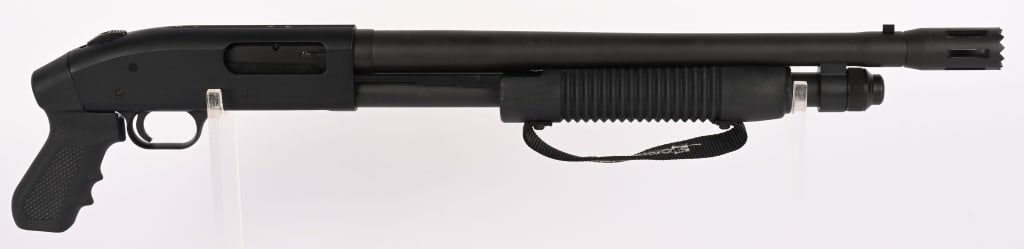 MOSSBERG 500A PERSUADER HOME DEFENSE SHOTGUN 12 GA: SERIAL NUMBER: T008564. BARREL: 18 1/2". GAUGE: 12 GA. CHOKE: CYL. CHAMBER: 3". The Persuader is a pump action shotgun with a pistol grip and synthetic all-weather forend. It also features a nylon