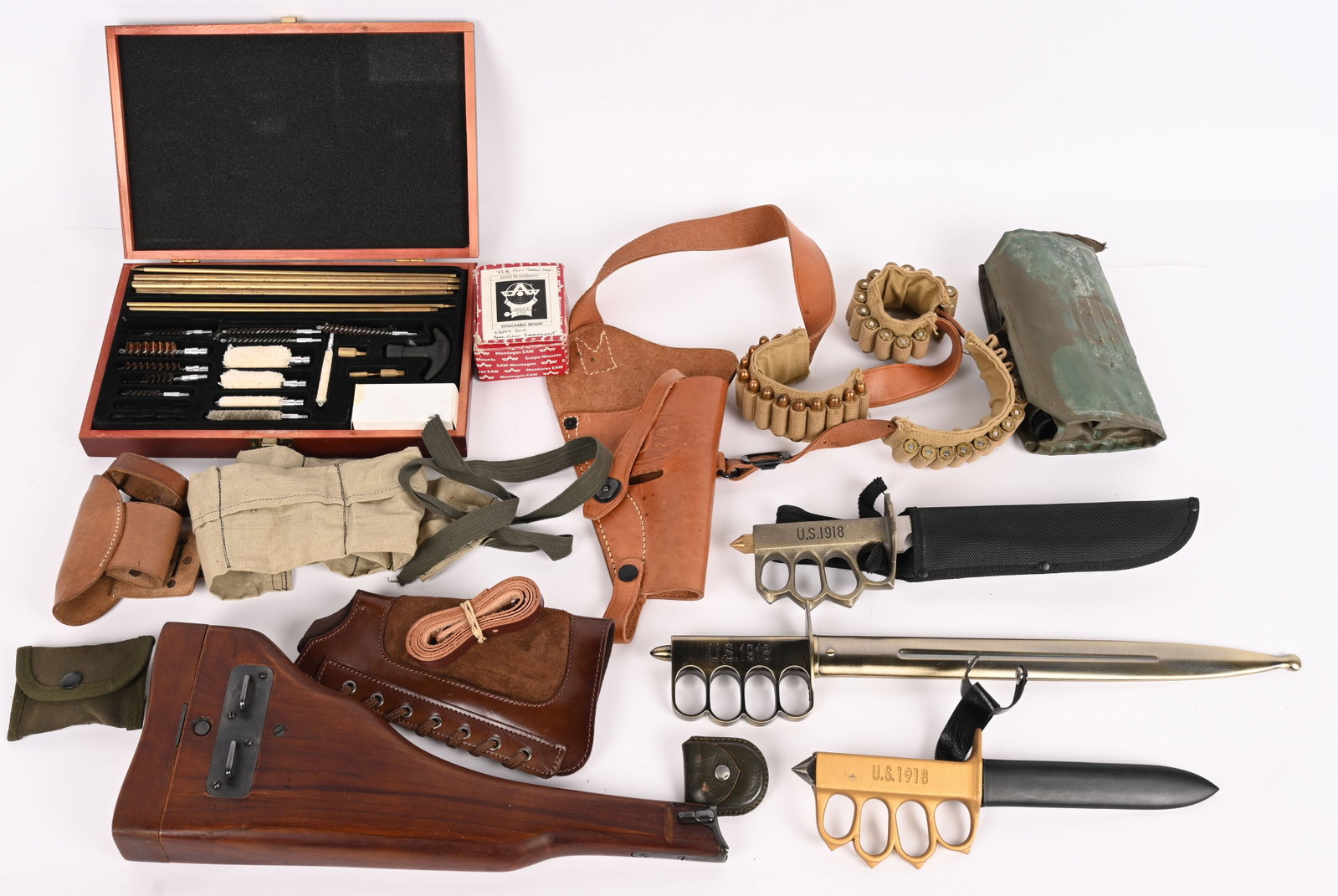 LOT OF ASSORTED GUN ACCESSORIES & TRENCH KNIVES (1 of 8)