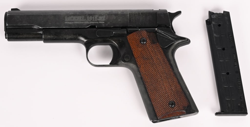 CHIAPPA MODEL 1911-22 SEMI AUTO PISTOL: SERIAL NUMBER: D27371. BARREL: 5". CALIBER: .22 LR. The Chiappa 1911-22 is a replica of the classic 1911 service pistol. It features a steel barrel and alloy frame and slide in addition to the