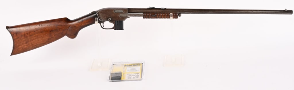 SAVAGE MODEL 1906 PUMP .22 RIFLE: SERIAL NUMBER: 77542. BARREL: 24". CALIBER: .22 S-L-LR. MANUFACTURED: circa 1908. This model 1906 is a vintage .22 caliber pump action rifle designed for plinking and small game hunting. It features