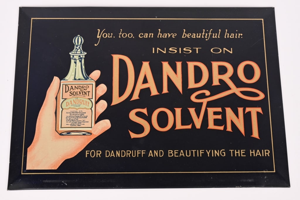 DANDRO SOLVENT TIN OVER CARDBOARD SIGN: Dandro Solvent tin over cardboard Sign. All original with nice colors. 13"x9 1/2" Excellent