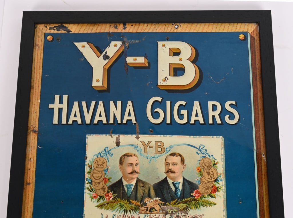 Y-B HAVANA CIGARS EMBOSSED TIN SIGN - 2