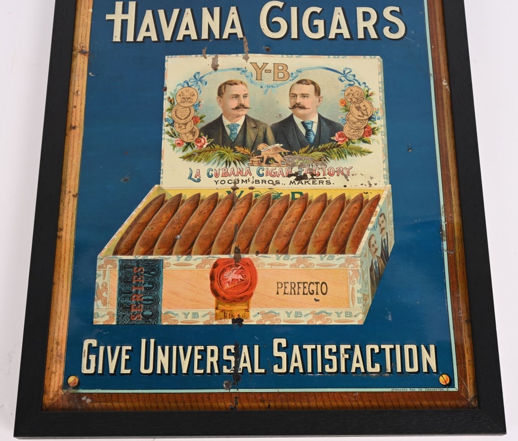 Y-B HAVANA CIGARS EMBOSSED TIN SIGN - 3