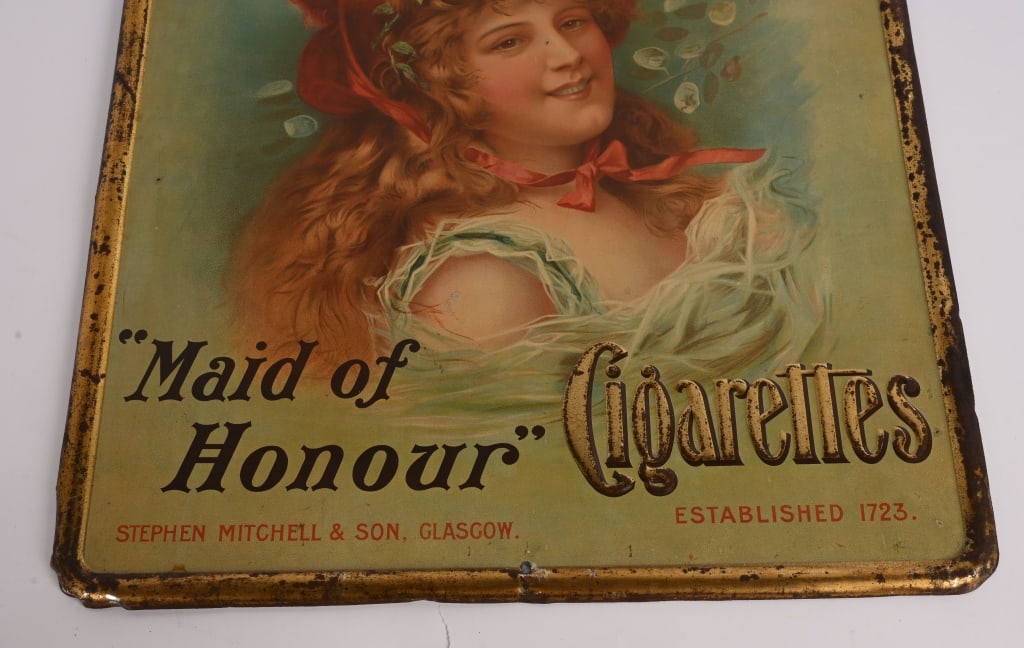 MITCHELL'S CIGARETTES EMBOSSED TIN SIGN - 3