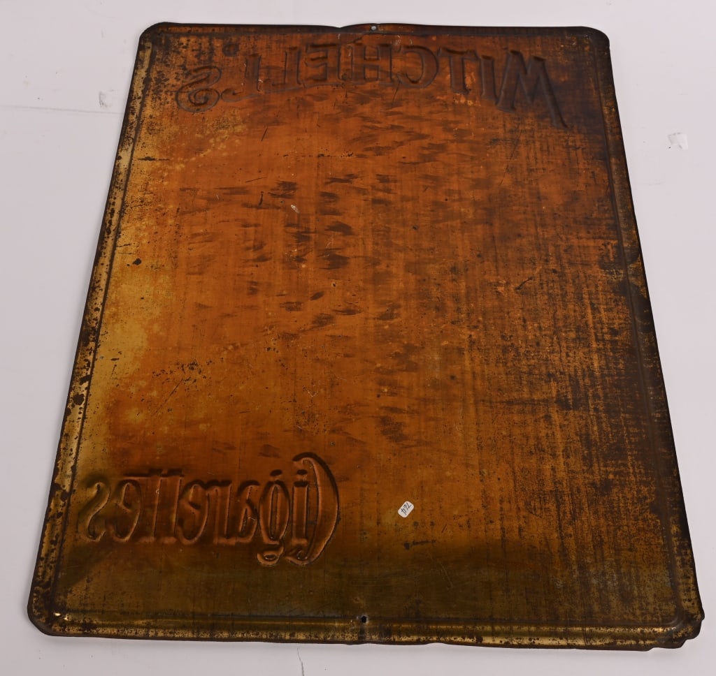 MITCHELL'S CIGARETTES EMBOSSED TIN SIGN - 4