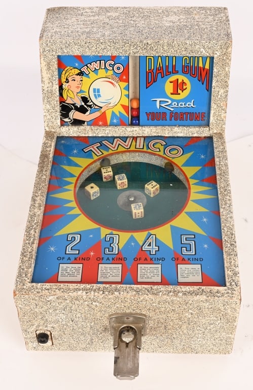 1c TWICO COIN-OP DICE FORTUNE TELLER MACHINE (1 of 8)