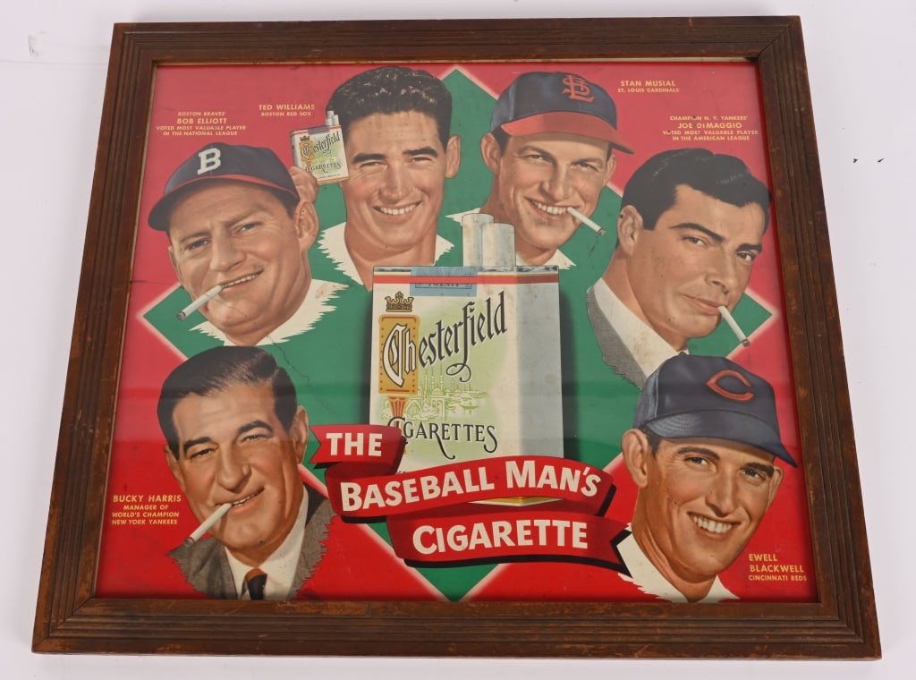 CHESTERFIELD CIGARETTES BASEBALL MAN'S SIGN (1 of 7)