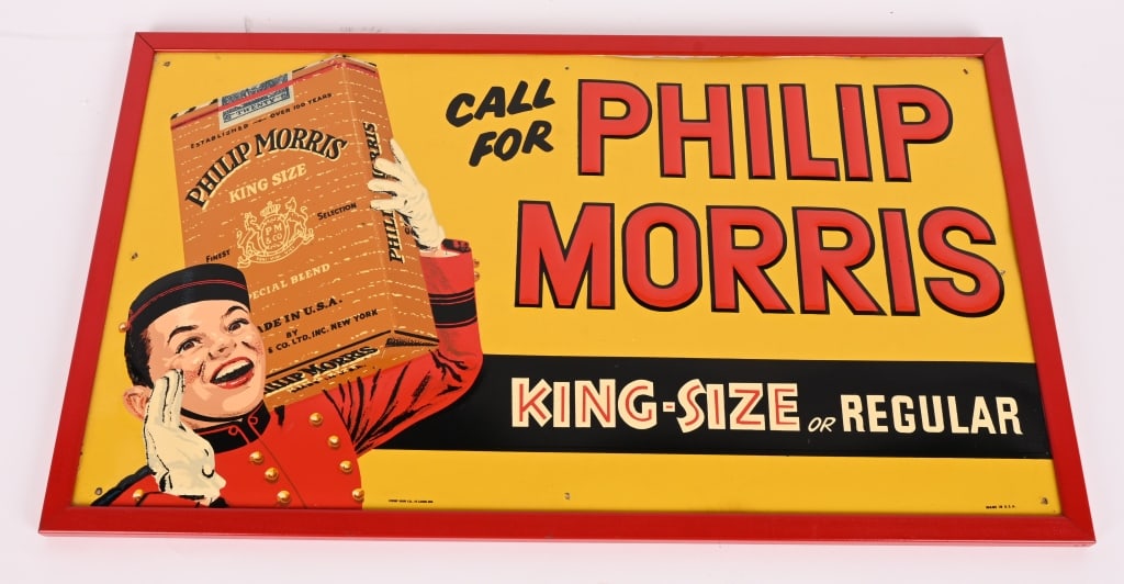 PHILIP MORRIS KING SIZE CIGARETTES EMBOSSED SIGN (1 of 5)