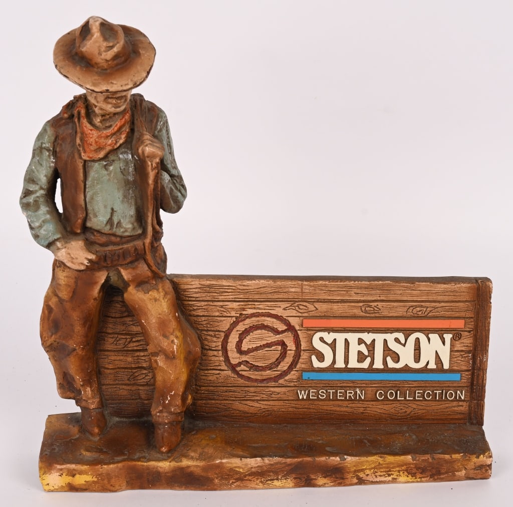 STETSON WESTERN COLLECTION COUNTER DISPLAY: Nice looking Stetson Western Collection composition countertop display. All original in great condition. 12"x12" Excellent