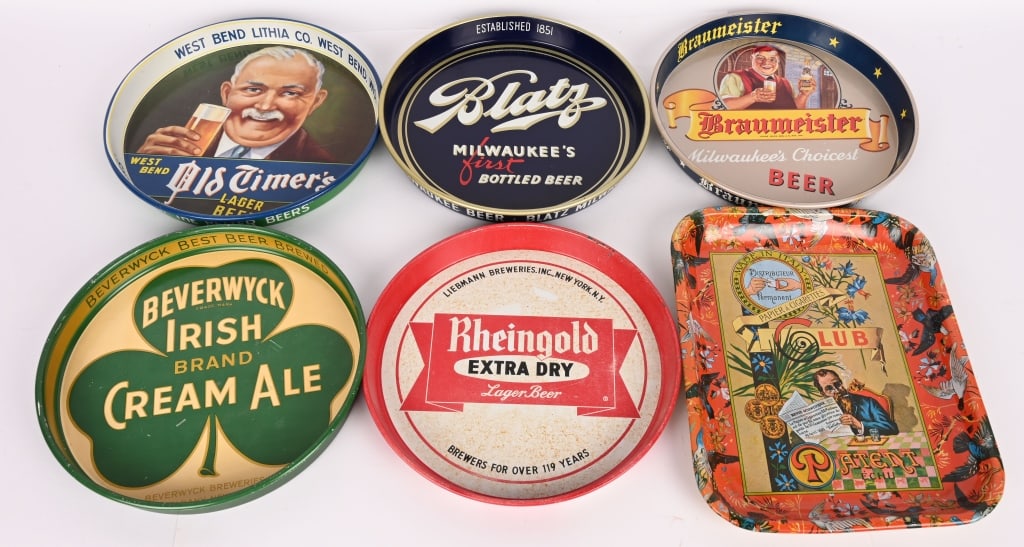 6- BEER ADVERTISING TRAYS (1 of 12)