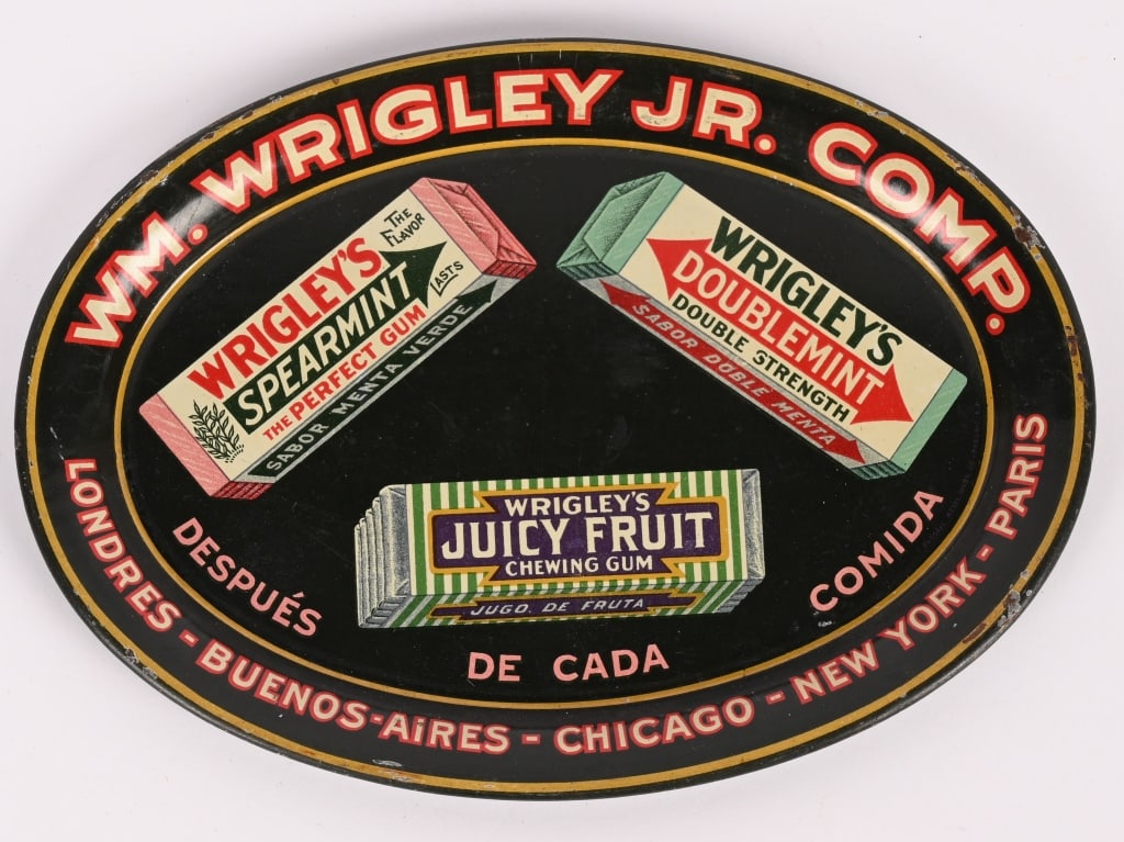 WRIGLEY'S GUM ADVERTISING TIP TRAY: Wrigley's Gum Advertising Tip Tray. All original with nice colors. 6"x4 1/2" Excellent