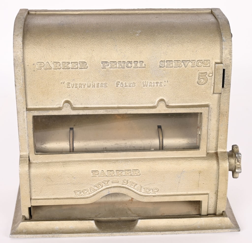 PARKER 5c PENCIL VENDOR: Parker 5c Pencil Vendor. All original in great shape. 10" Excellent Provenance: Rick Frink Collection