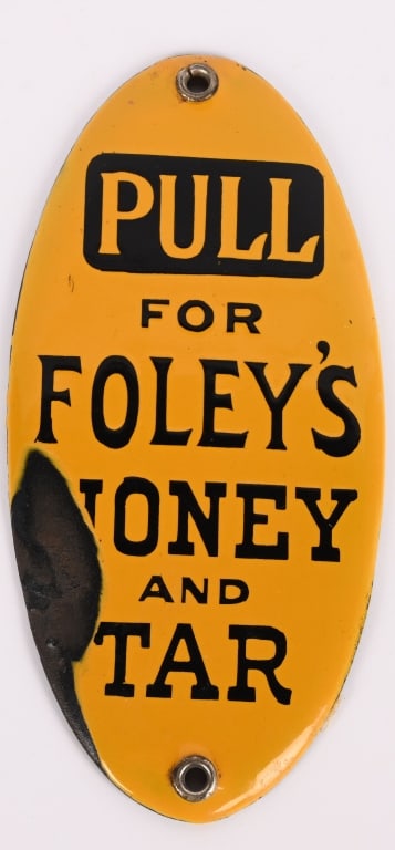 FOLEY'S HONEY & TAR PORCELAIN DOOR PUSH (1 of 2)