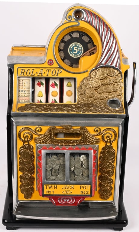 WATLING 5c ROL-A-TOP TWIN JACKPOT SLOT MACHINE (1 of 6)