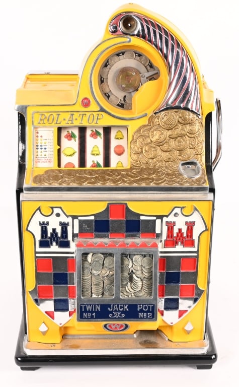 MILLS 5c CASTLE ROL-A-TOP JACKPOT SLOT MACHINE (1 of 7)