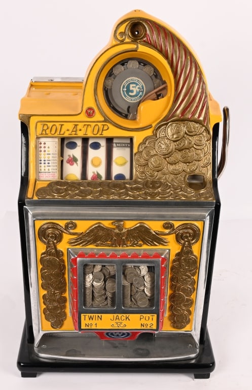 WATLING 5c ROL-A-TOP TWIN JACKPOT SLOT MACHINE (1 of 8)