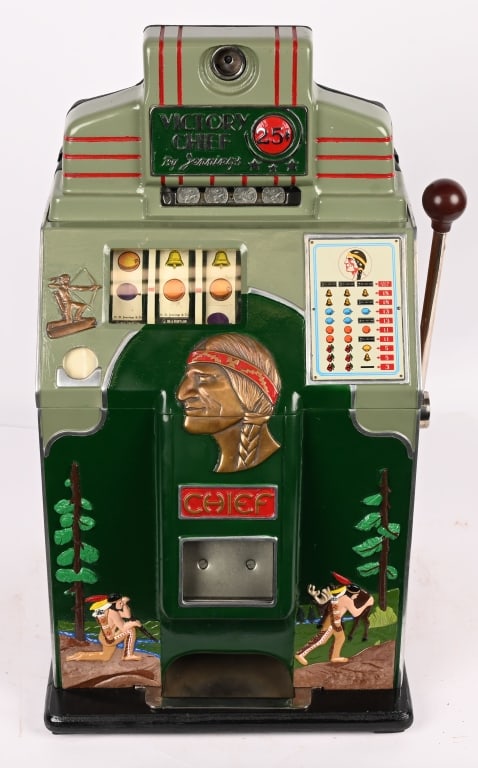 JENNINGS 25c VICTORY CHIEF SLOT MACHINE (1 of 8)