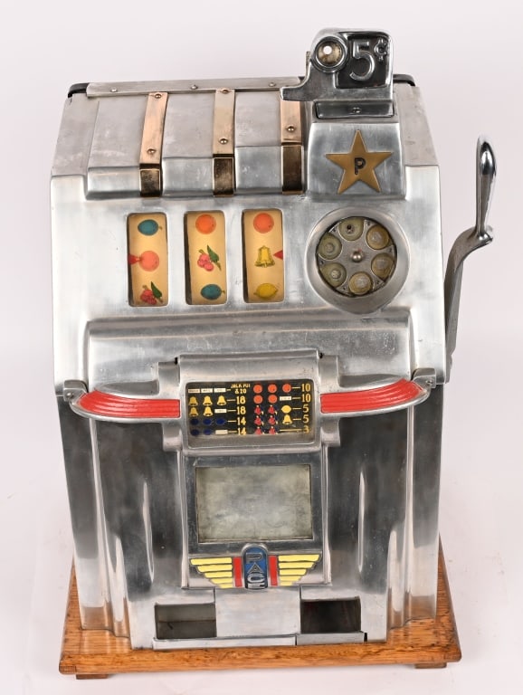 PACE 5c COMET SLOT MACHINE: Pace 5c Comet Slot Machine,. Mostly clean original condition. Worked when tested. Comes with keys. 24" Excellent This is not a standard shippable item and will require 3rd party shipping or pickup arr
