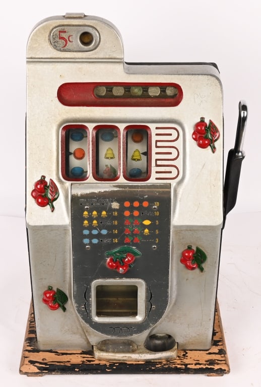 MILLS 5c BLACK CHERRY SLOT MACHINE (1 of 8)