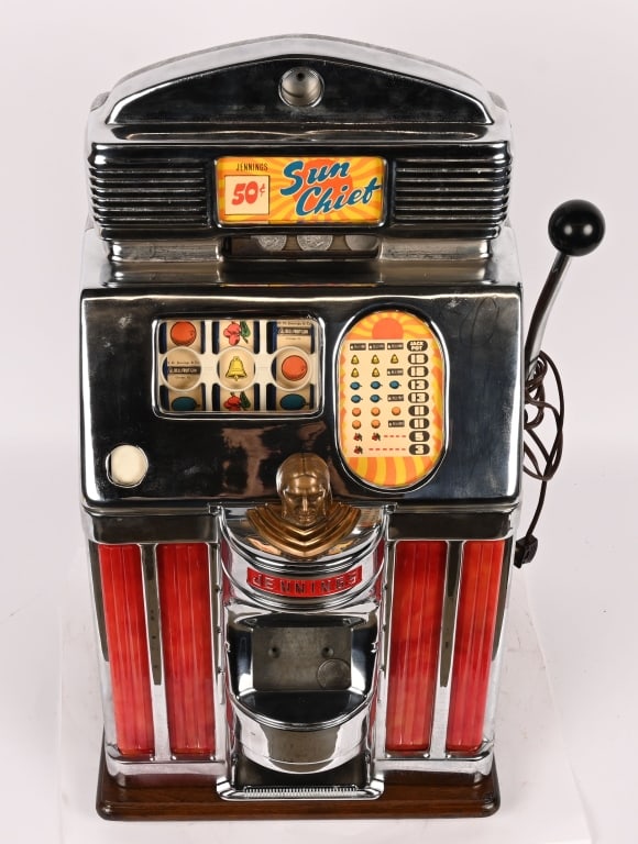 JENNINGS 50c SUN CHIEF SLOT MACHINE (1 of 7)