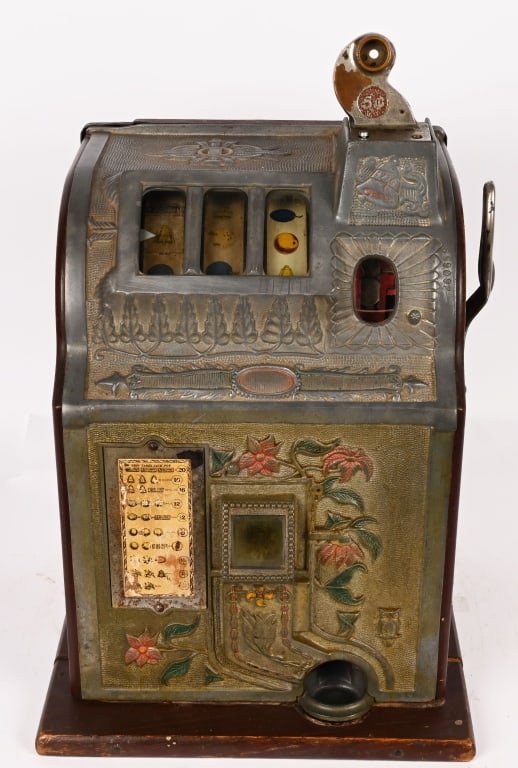 MILLS 5c POINSETTIA SLOT MACHINE (1 of 8)