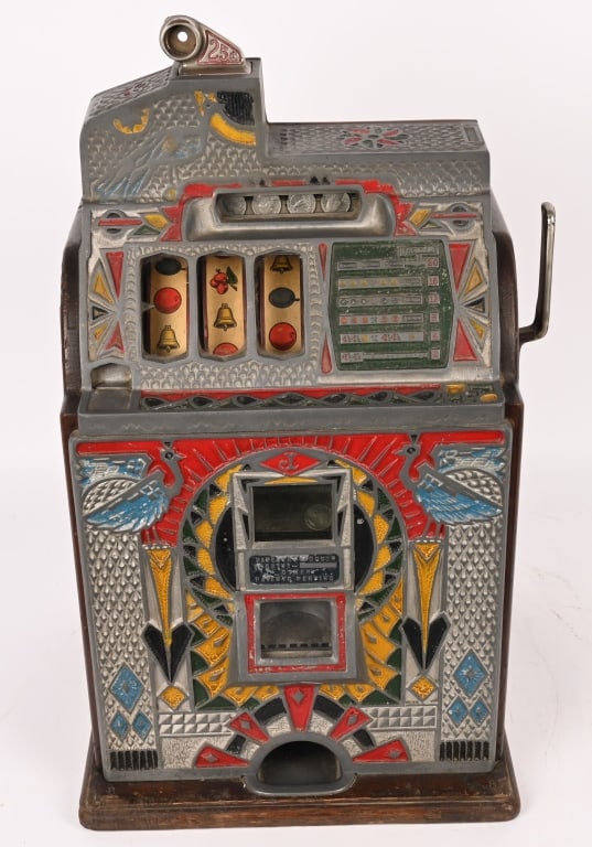 JENNINGS 25c SILENT VICTORIA SLOT MACHINE: Jennings 25c Silent Victoria Slot Machine. All original condition. Worked when tested. With keys. Excellent This is not a standard shippable item and will require 3rd party shipping or pickup arrangem