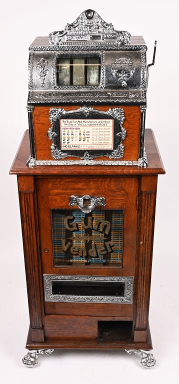 MILLS 5c AUTOMATIC GUM VENDOR SLOT MACHINE (1 of 11)