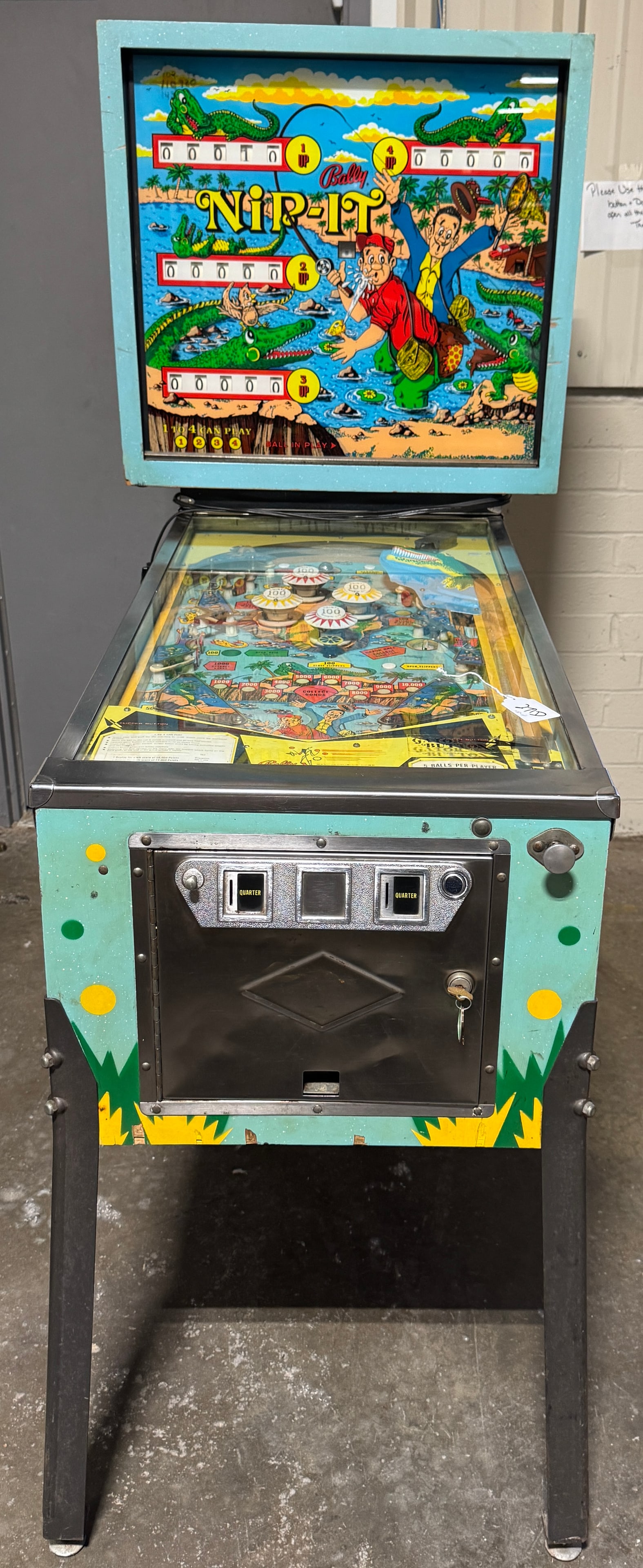 1973 BALLY NIP-IT PINBALL MACHINE: 1973 Bally Nip-It Pinball Machine. All original in great condition. The classic pinball machine Fonzie Played on the TV Series Happy Days. Great graphics and colors. 69"x54"x29" Excellent