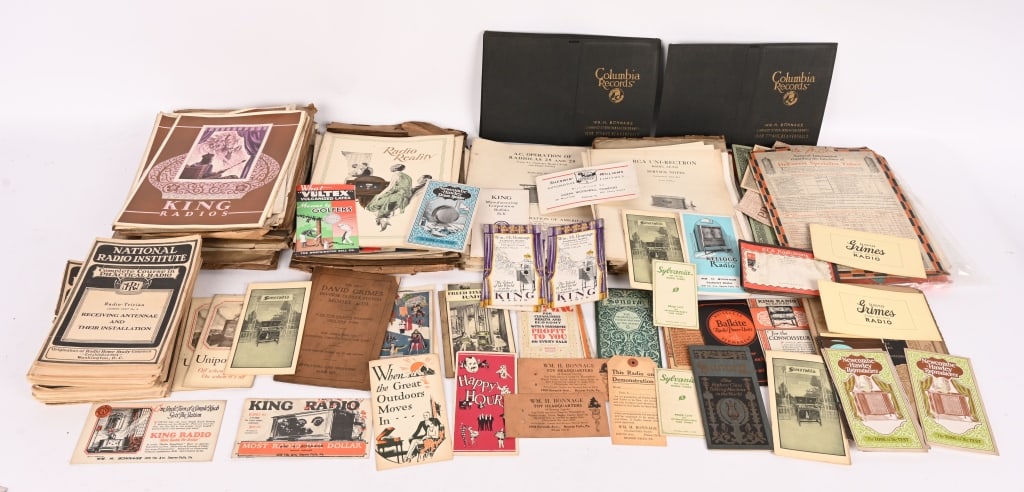 HUGE LOT OF VINTAGE RADIO EPHEMERA: Great lot includes catalogs, manuals and advertising paperwork for vintage radios. Condition varies. AS-IS