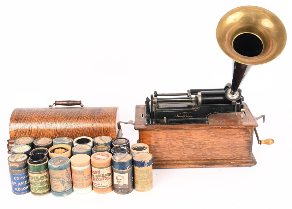 EDISON MODEL D PHONOGRAPH w/ 20 CYLINDERS (1 of 6)