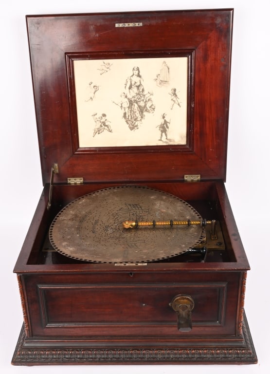 REGINA 15 1/2" MAHOGANY COIN OPERATED MUSIC BOX (1 of 9)