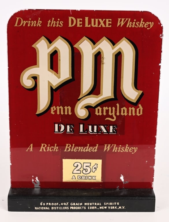 PM DELUXE WHISKEY GLASS SHELF SIGN (1 of 2)