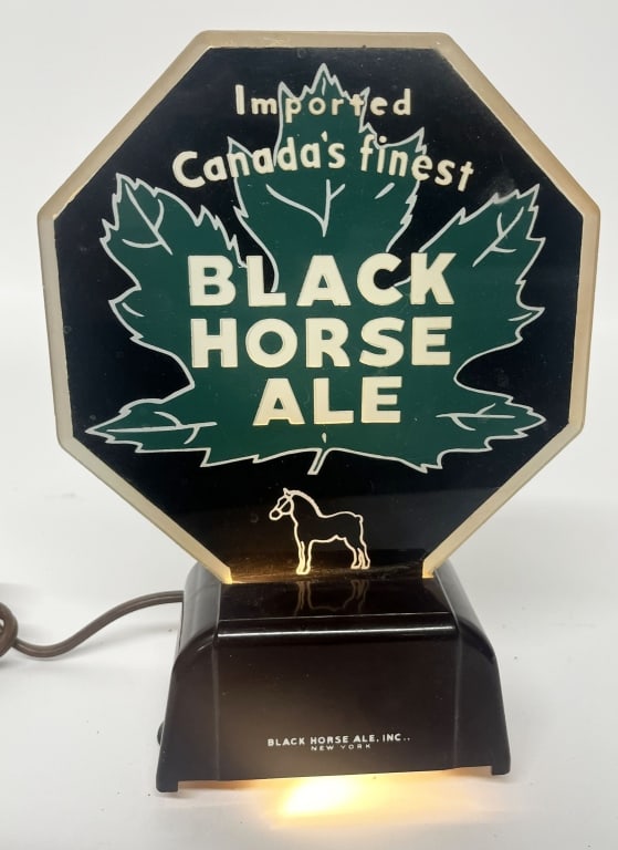BLACK HORSE ALE LIGHTUP DISPLAY SIGN: Black Horse Ale Lightup Display Sign. All original in great shape. Brewed in Canada. Worked when tested. 8" Excellent