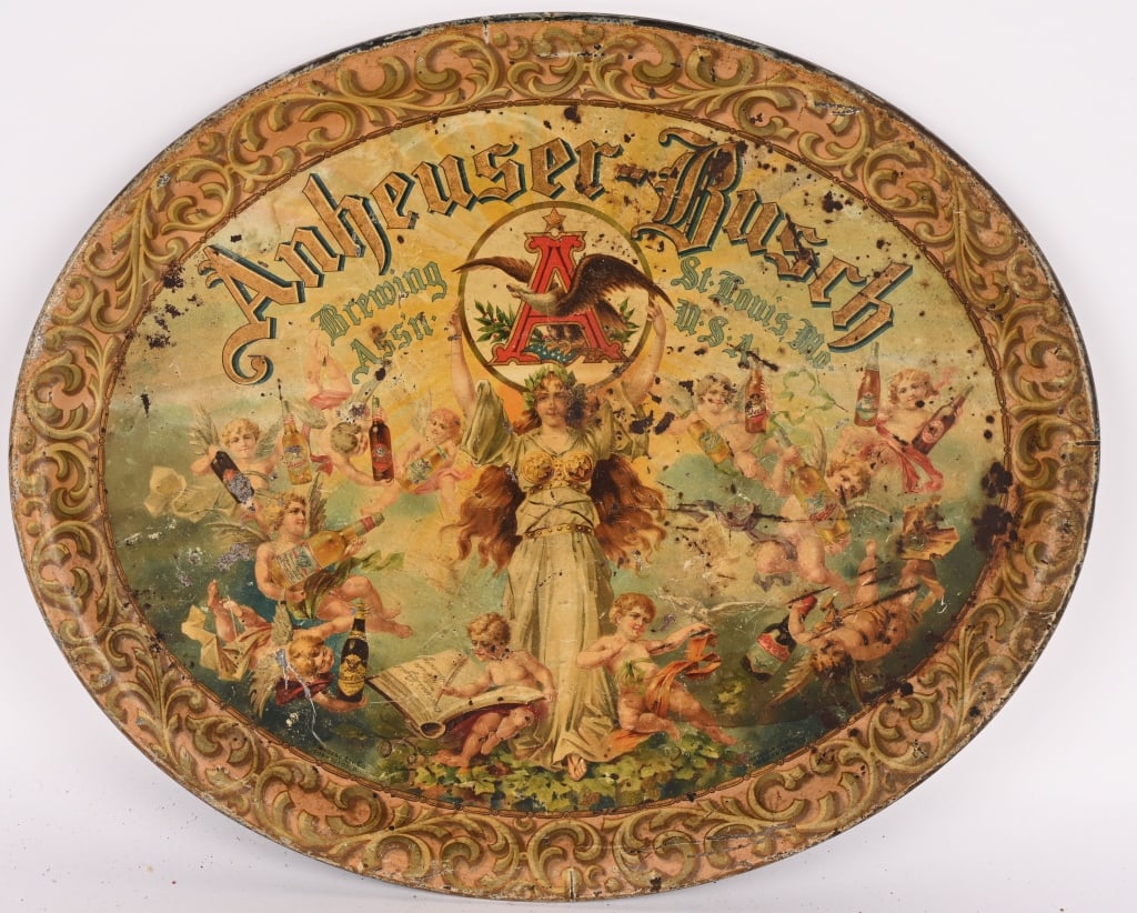 ANHEUSER BUSCH BEER TIN OVAL TRAY (1 of 6)