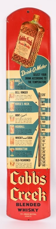 COBBS CREEK WHISKEY TIN THERMOMETER (1 of 5)