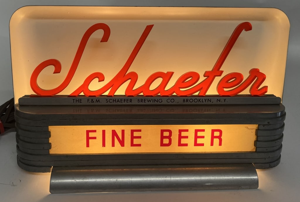 SCHAEFER BEER DECO LIGHTUP BACK BAR SIGN (1 of 2)