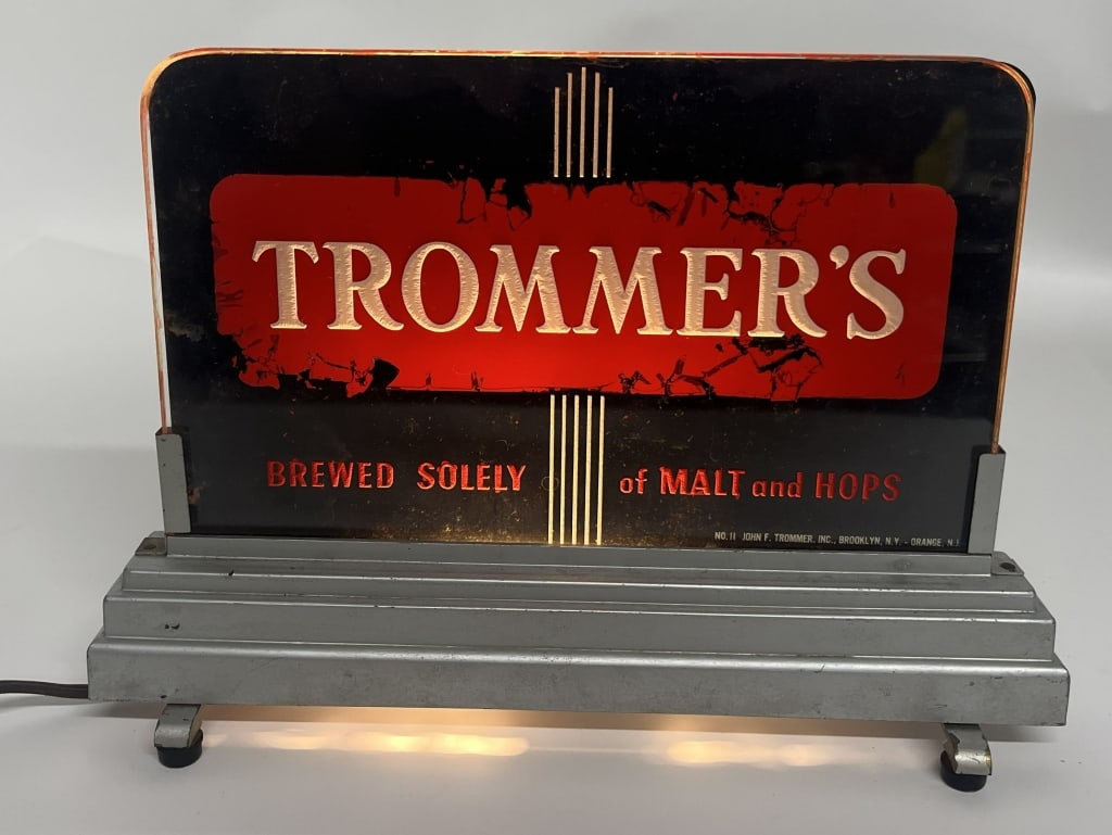 TROMMER'S BEER DECO LIGHTUP BAR BACK SIGN (1 of 2)
