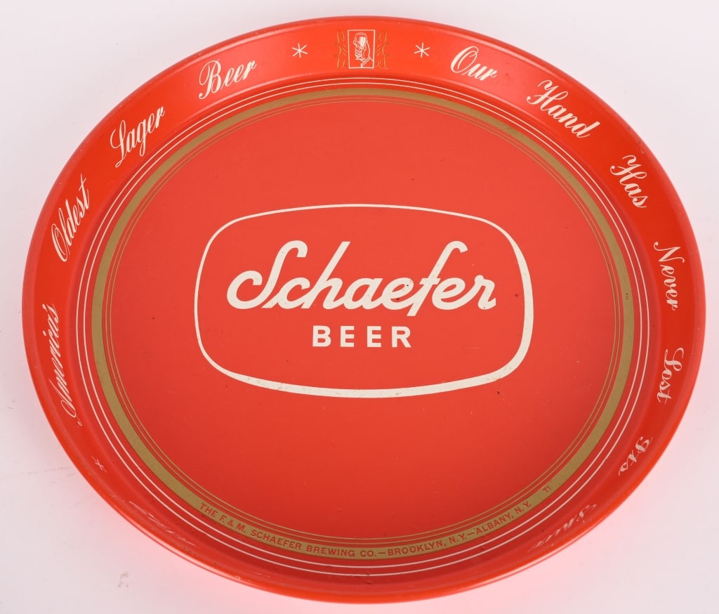 5- VINTAGE BEER SERVING TRAYS - 5