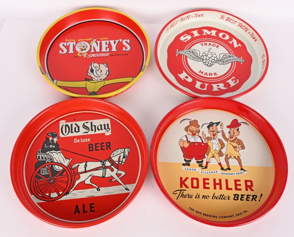 4- VINTAGE BEER SERVING TRAYS - 11