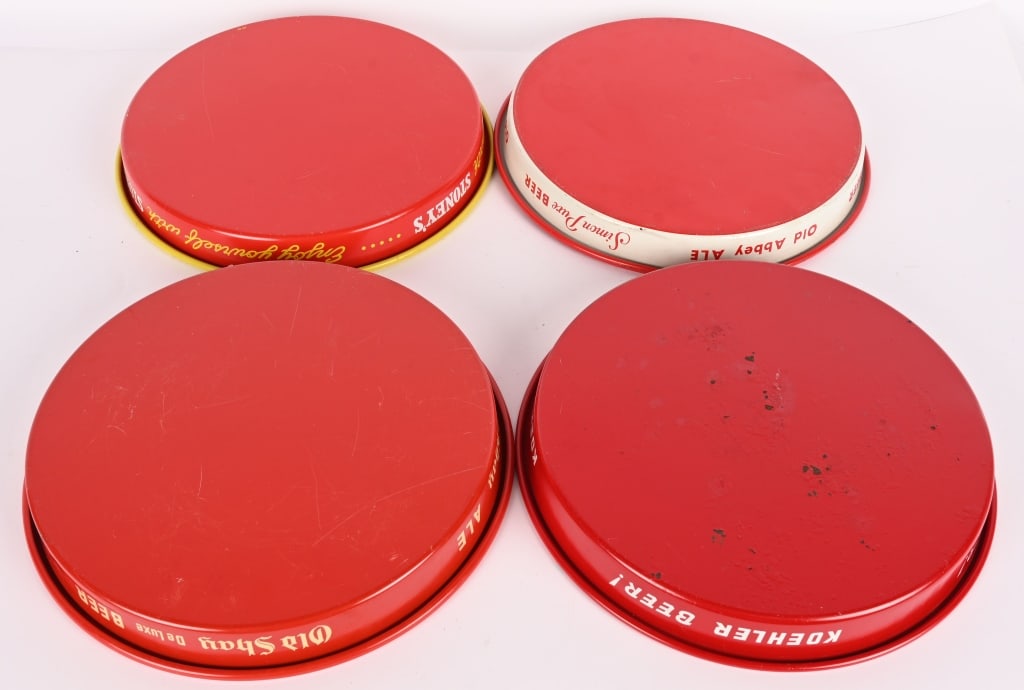 4- VINTAGE BEER SERVING TRAYS - 20