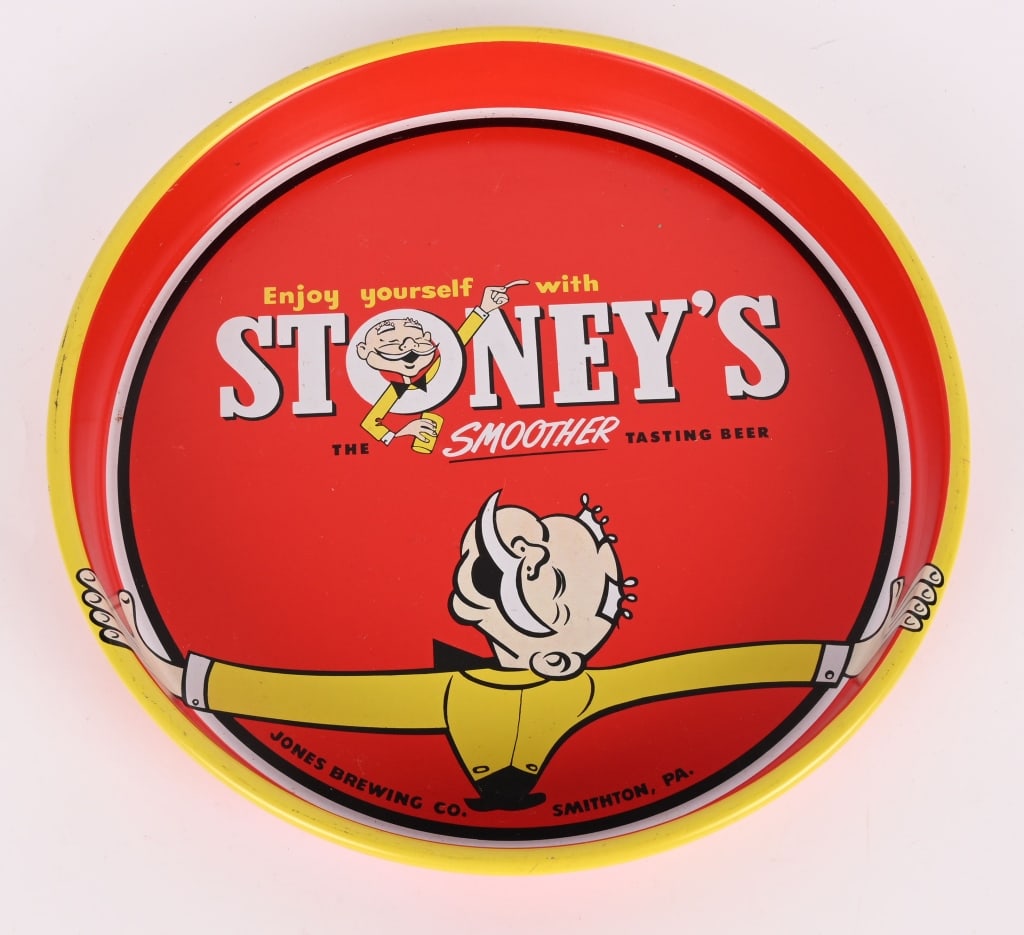4- VINTAGE BEER SERVING TRAYS - 4