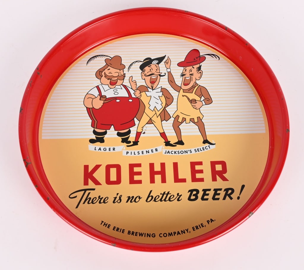 4- VINTAGE BEER SERVING TRAYS - 6