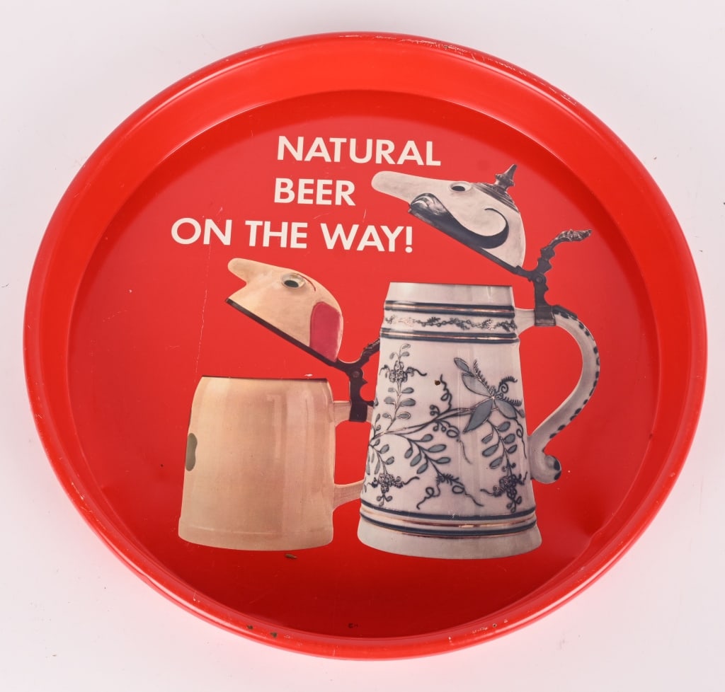 3- VINTAGE BEER SERVING TRAYS - 2