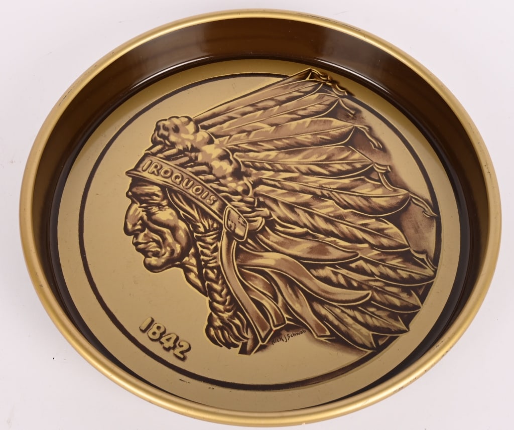 3- VINTAGE BEER SERVING TRAYS - 8