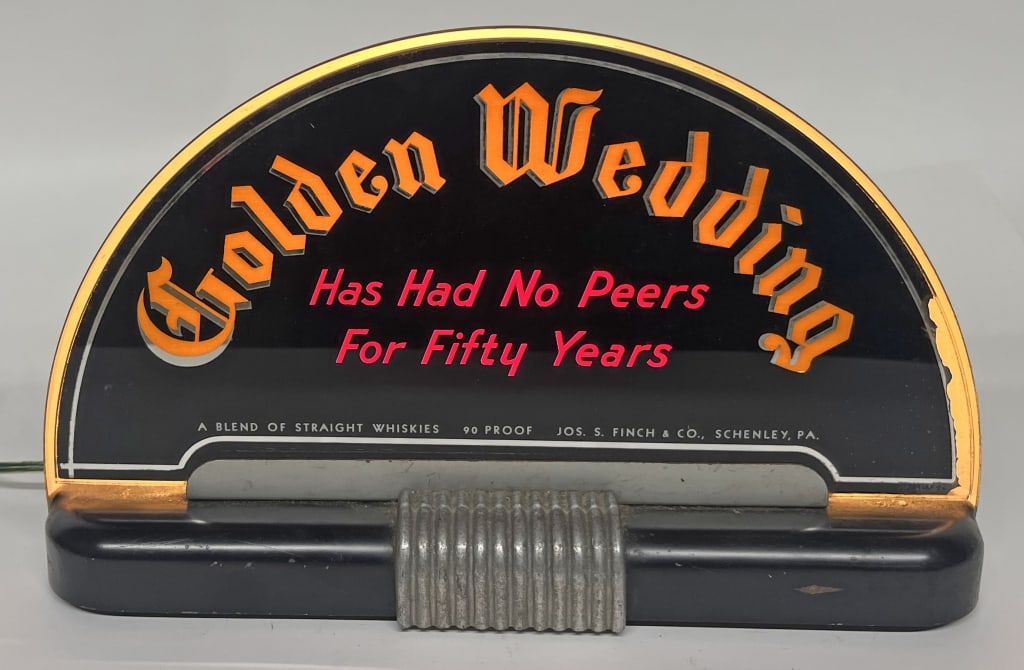 GOLDEN WEDDING WHISKEY DECO LIGHTED HALO SIGN (1 of 2)