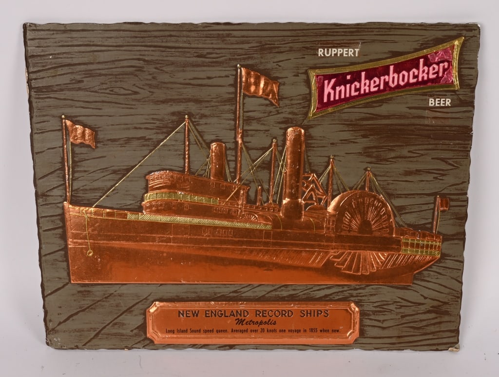 KNICKERBOCKER BEER LIGHTUP CLOCK & SHIP SIGN - 2